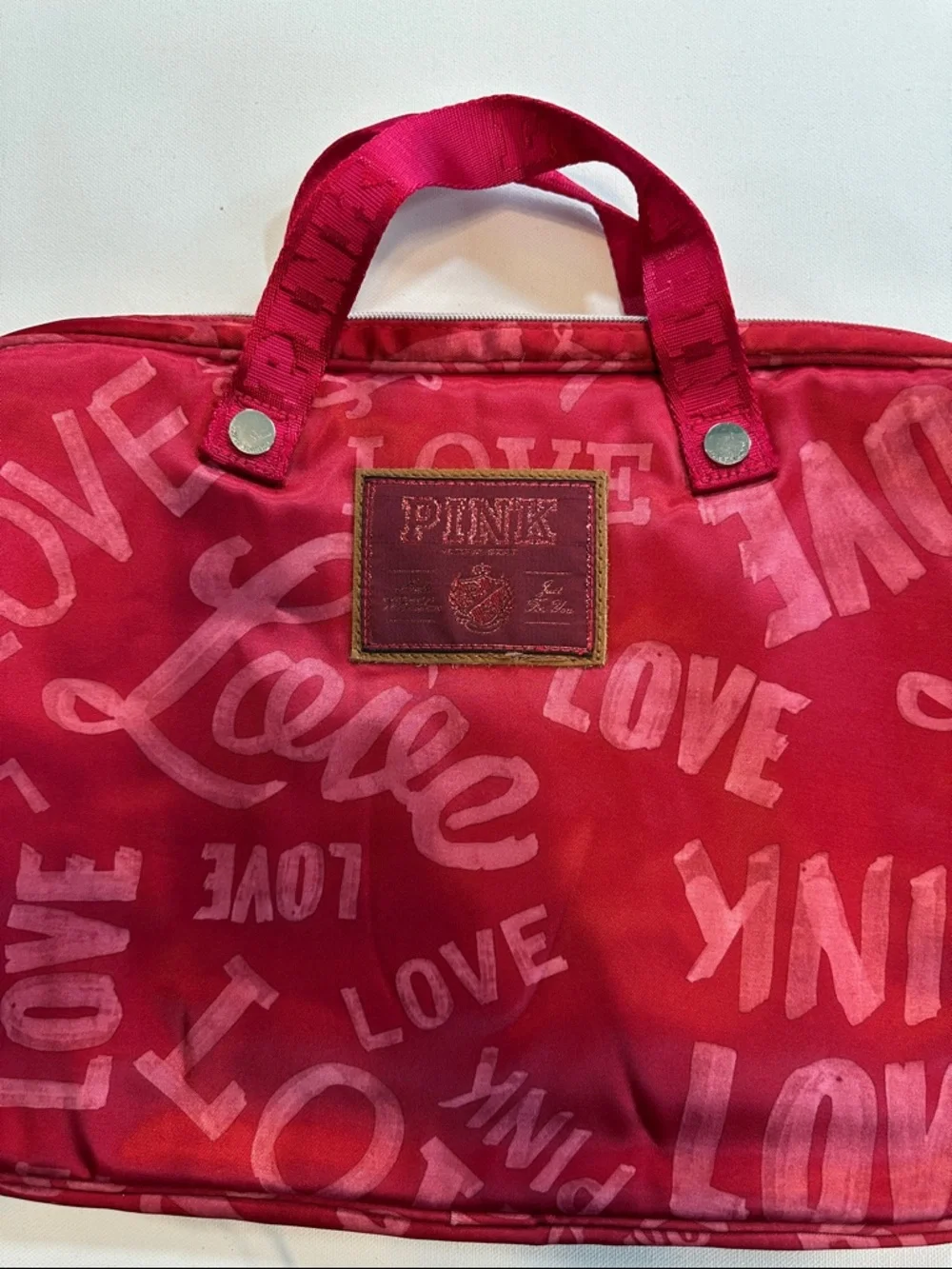 PINK Victoria's Secret Red Nylon 'Love' Laptop Bag